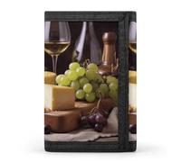 LFDSYEOQ Petit portefeuille à trois volets pour femme et homme avec porte-cartes de crédit pour vin blanc, fromage, raisins, Gâteau au fromage au vin blanc raisins, Taille unique, Décontracté