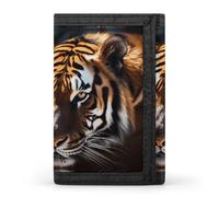 LFDSYEOQ Petit portefeuille à trois volets pour femme et homme avec porte-cartes de crédit pour vin blanc, fromage, raisins, Tigre animal sauvage, Taille unique, Décontracté