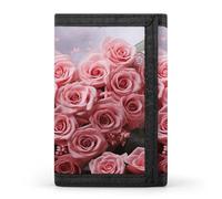 LFDSYEOQ Petit portefeuille à trois volets pour femme et homme Motif glaçons Peach Ice Cubes, Roses et cœur, Taille unique, Décontracté