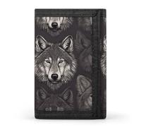 LFDSYEOQ Petit portefeuille à trois volets pour femme et homme Motif paysage d'hiver dans les Alpes bavaroises, Motif tête de loup, Taille unique, Décontracté