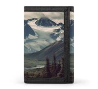 LFDSYEOQ Petit portefeuille abstrait vert saisonnier à motif floral pour homme et femme - Portefeuille à trois volets, porte-cartes de crédit, Montagnes de l'Alaska, Taille unique, Décontracté