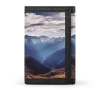 LFDSYEOQ Petit portefeuille abstrait vert saisonnier à motif floral pour homme et femme - Portefeuille à trois volets, porte-cartes de crédit, Panorama des Alpes, Taille unique, Décontracté