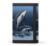 LFDSYEOQ Petit portefeuille cascade paysage naturel pour femme et homme Portefeuille à trois volets, porte-cartes de crédit pour femme, Whale Family, Taille unique, Décontracté