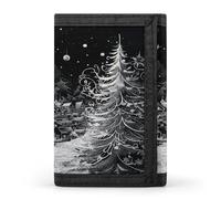 LFDSYEOQ Petit portefeuille pour femme et homme avec porte-cartes de crédit Motif cerisier en fleurs, Village dans la neige, Taille unique, Décontracté