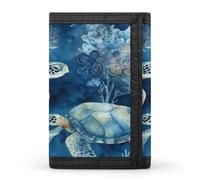 LFDSYEOQ Petit portefeuille sous-marin mécanique pour femme et homme - Portefeuille à trois volets, porte-cartes de crédit pour femme, Peinture aquarelle sous-marine, Taille unique, Décontracté