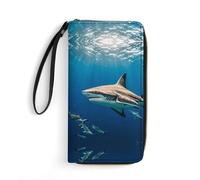 LFDSYEOQ Portefeuille fin en cuir à paillettes pour femme et homme, avec porte-cartes de crédit, disponible en plusieurs styles, Requin marteau., 19.7x10.5cm, Décontracté