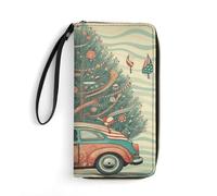 LFDSYEOQ Portefeuille fin en cuir avec motif camion et arbre de Noël pour homme et femme, disponible en plusieurs styles, Camion et sapin de Noël, 19.7x10.5cm, Décontracté