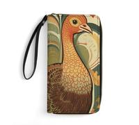 LFDSYEOQ Portefeuille fin en cuir avec motif camion et arbre de Noël pour homme et femme, disponible en plusieurs styles, Dinde et feuilles, 19.7x10.5cm, Décontracté
