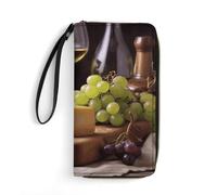 LFDSYEOQ Portefeuille fin en cuir pour femme et homme avec porte-cartes de crédit pour femme, disponible en plusieurs styles, Gâteau au fromage au vin blanc raisins, 19.7x10.5cm, Décontracté