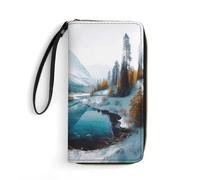 LFDSYEOQ Tree Portefeuille fin en cuir pour homme et femme, disponible en plusieurs styles, Scène de neige hivernale montagnes, 19.7x10.5cm, Décontracté