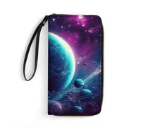 LFDSYEOQ Turtle Portefeuille fin en cuir pour femme et homme avec porte-cartes de crédit pour femme, disponible en plusieurs styles, Planète scintillante, 19.7x10.5cm, Décontracté
