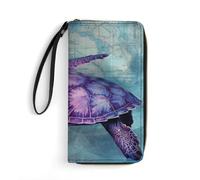 LFDSYEOQ Turtle Portefeuille fin en cuir pour homme et femme, disponible en plusieurs styles, Tortue sur la vieille carte, 19.7x10.5cm, Décontracté