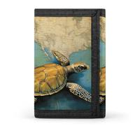 LFDSYEOQ Turtle Swimming at Night Petit portefeuille pour femme et homme Portefeuille à trois volets, porte-cartes de crédit pour femme, Tortue sur la carte, Taille unique, Décontracté
