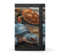 LFDSYEOQ Turtle Swimming at Night Petit portefeuille pour femme et homme Portefeuille à trois volets, porte-cartes de crédit pour femme, Tortue sur la plage de style marbre, Taille unique, Décontracté