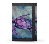 LFDSYEOQ Turtle Swimming at Night Petit portefeuille pour femme et homme Portefeuille à trois volets, porte-cartes de crédit pour femme, Tortue sur la vieille carte, Taille unique, Décontracté