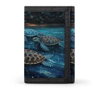 LFDSYEOQ Turtle Swimming at Night Petit portefeuille pour femme et homme Portefeuille à trois volets, porte-cartes de crédit pour femme, Tortue nageant la nuit, Taille unique, Décontracté