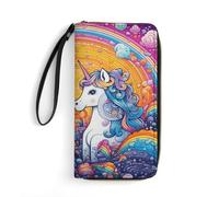 LFDSYEOQ Unique Horse Images Portefeuille fin pour femme et homme Portefeuille en cuir avec porte-cartes de crédit pour femme, disponible en plusieurs styles, Images uniques de chevaux, 19.7x10.5cm,