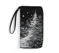 LFDSYEOQ View Portefeuille fin en cuir pour femme et homme avec porte-cartes de crédit pour femme, disponible en plusieurs styles, Village dans la neige, 19.7x10.5cm, Décontracté