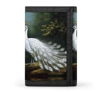 LFDSYEOQ White Moth Petit portefeuille pour femme et homme Portefeuille à trois volets, porte-cartes de crédit pour femme, Paon blanc., Taille unique, Décontracté