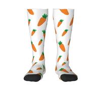 LfearTesa Chaussettes en polyester pour hommes et femmes Couleurs contrastées Longueur Chaussettes Loisirs Sports,Motif de carottes à l'aquarelle