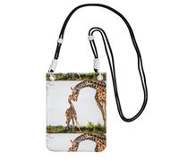 LfearTesa Petit sac à bandoulière, portefeuille pour téléphone portable, porte-monnaie, sac à bandoulière, motif girafe 3D, Afrique du Sud,Noir