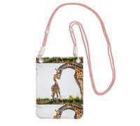 LfearTesa Petit sac à bandoulière, portefeuille pour téléphone portable, porte-monnaie, sac à bandoulière, motif girafe 3D, Afrique du Sud,Rose