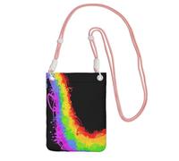 LfearTesa Petit sac à bandoulière, portefeuille pour téléphone portable, porte-monnaie, sac à bandoulière, Love Wins Rainbow,Rose