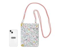 LfearTesa Petit sac à bandoulière, portefeuille pour téléphone portable, porte-monnaie, sac à bandoulière, motif de gribouillages mathématiques colorés sur grille,Rose