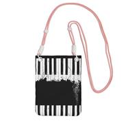 LfearTesa Petit sac à bandoulière, portefeuille pour téléphone portable, porte-monnaie, sac à bandoulière, touches de piano,Rose