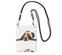 LfearTesa Petit sac à bandoulière, portefeuille pour téléphone portable, sac à main, sac à bandoulière, motif Basset Hound isolé,Noir