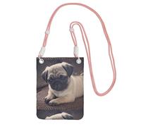 LfearTesa Petit sac à bandoulière, portefeuille pour téléphone portable, sac à main, sac à bandoulière, carlin mignon,Rose