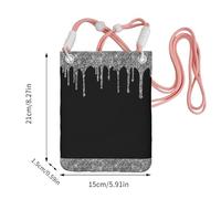 LfearTesa Petit sac à bandoulière, portefeuille pour téléphone portable, sac à main, sac à bandoulière, paillettes argentées, gouttes scintillantes noires,Rose