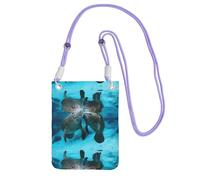 LfearTesa Petit sac à bandoulière, portefeuille pour téléphone portable, sac à main, sac à bandoulière, joli baiser amoureux des lamantins,Violet
