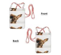LfearTesa Petit sac à bandoulière, portefeuille pour téléphone portable, sac à main, sac à bandoulière, chiot terrier nain russe sur fond blanc,Rose