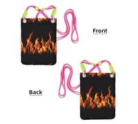 LfearTesa Petit sac à bandoulière, portefeuille pour téléphone portable, sac à main, sac à bandoulière, imprimé flammes brûlantes multicolore,Fuchsia