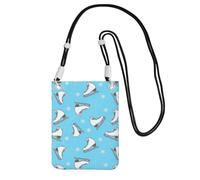 LfearTesa Petit sac à bandoulière, portefeuille pour téléphone portable, sac à main, sac à bandoulière, bottes de patinage sur glace blanches et bleues,Noir