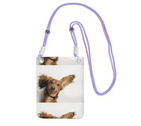 LfearTesa Petit sac à bandoulière, portefeuille pour téléphone portable, sac à main, sac à bandoulière, chiot terrier nain russe sur fond blanc,Violet