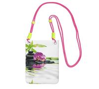 LfearTesa Petit sac à bandoulière, portefeuille pour téléphone portable, sac à main, sac à bandoulière, bien-être asiatique avec pierres de massage zen, orchidée violette,Fuchsia
