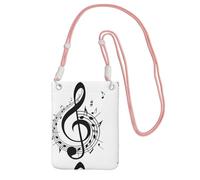 LfearTesa Petit sac à bandoulière, portefeuille pour téléphone portable, sac à main, sac à bandoulière, symbole musical imprimé,Rose
