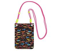 LfearTesa Petit sac à bandoulière, portefeuille pour téléphone portable, sac à main, sac à bandoulière, motif teckels « J'aime mon chien »,Fuchsia