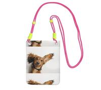 LfearTesa Petit sac à bandoulière, portefeuille pour téléphone portable, sac à main, sac à bandoulière, chiot terrier nain russe sur fond blanc,Fuchsia