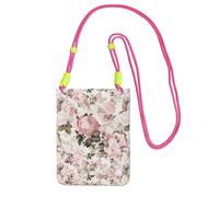 LfearTesa Petit sac à bandoulière, portefeuille pour téléphone portable, sac à main, sac à bandoulière, style vintage shabby chic, roses roses sépia,Fuchsia