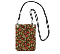 LfearTesa Petit sac à bandoulière, portefeuille pour téléphone portable, sac à main, sac à bandoulière, canneberge russe traditionnelle,Noir