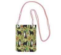 LfearTesa Petit sac à bandoulière, portefeuille pour téléphone portable, sac à main, sac à bandoulière, motif bouvier bernois, chien mignon de Noël,Rose