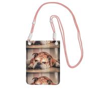 LfearTesa Petit sac à bandoulière, portefeuille pour téléphone portable, sac à main, sac à bandoulière, bouledogue anglais,Rose