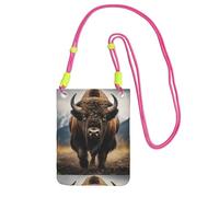 LfearTesa Petit sac à bandoulière, portefeuille pour téléphone portable, sac à main, sac à bandoulière, bison d'Amérique du Nord,Fuchsia