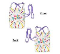 LfearTesa Petit sac à bandoulière, portefeuille pour téléphone portable, sac à main, sac à bandoulière, joyeux anniversaire,Violet