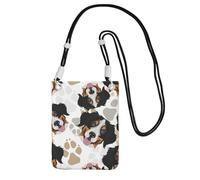 LfearTesa Petit sac à bandoulière, portefeuille pour téléphone portable, sac à main, sac à bandoulière, motif pattes de chien, bouvier bernois,Noir