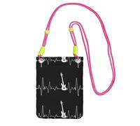 LfearTesa Petit sac à bandoulière, portefeuille pour téléphone portable, sac à main, sac à bandoulière, guitare basse, battement de cœur, musicien,Fuchsia