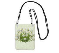 LfearTesa Petit sac à bandoulière, portefeuille pour téléphone portable, sac à main, sac à bandoulière, motif edelweiss, fleurs des montagnes suisses,Noir